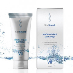 Маска-скраб для лица с бамбуковым углём и ниацинамидом SheSmart,  50 мл